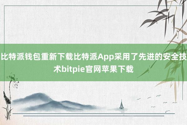 比特派钱包重新下载比特派App采用了先进的安全技术bitpie官网苹果下载