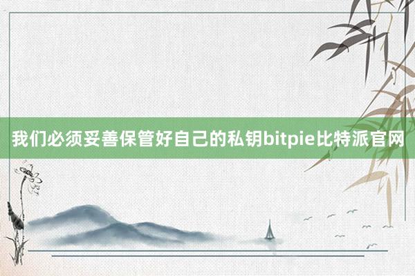 我们必须妥善保管好自己的私钥bitpie比特派官网