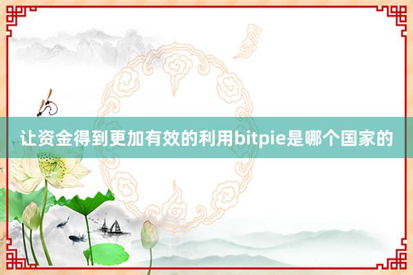 让资金得到更加有效的利用bitpie是哪个国家的