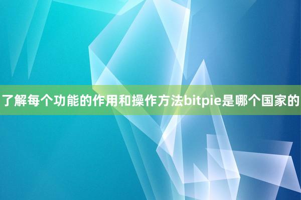 了解每个功能的作用和操作方法bitpie是哪个国家的