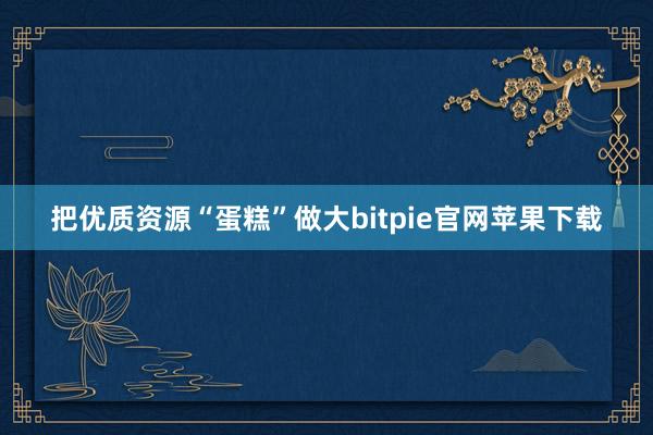 把优质资源“蛋糕”做大bitpie官网苹果下载