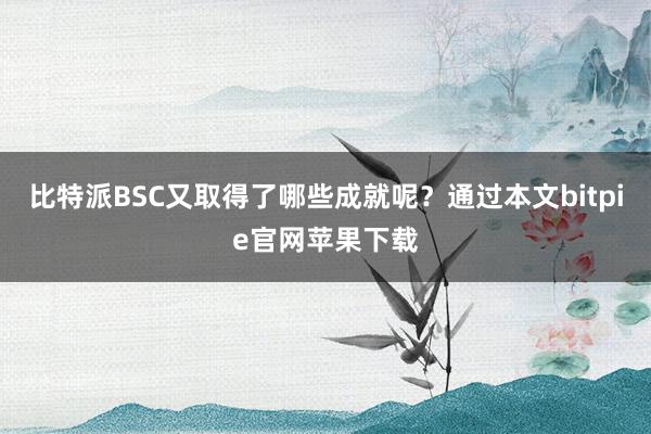 比特派BSC又取得了哪些成就呢？通过本文bitpie官网苹果下载