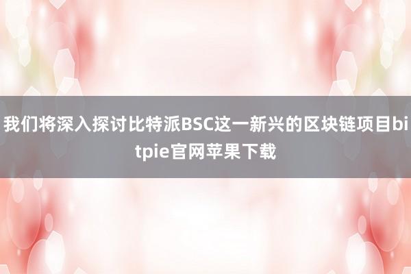 我们将深入探讨比特派BSC这一新兴的区块链项目bitpie官网苹果下载