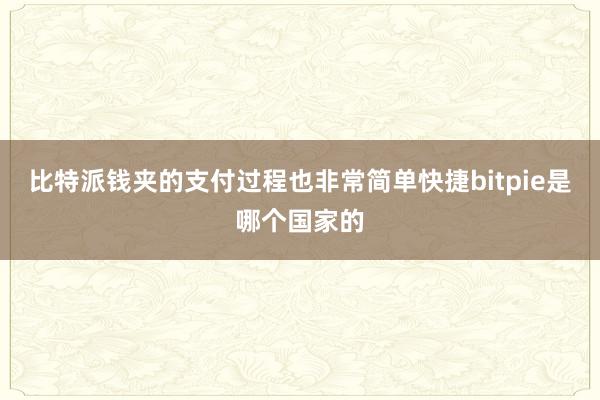 比特派钱夹的支付过程也非常简单快捷bitpie是哪个国家的