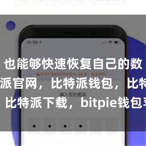 也能够快速恢复自己的数字资产比特派官网，比特派钱包，比特派下载，bitpie钱包苹果下载